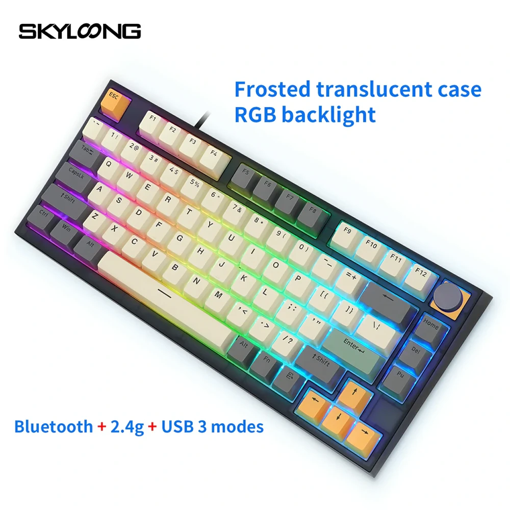 Skyloong Gk75 Three Modes Connection - Blue-pink (Mechanical & Hot-swappable Knob) Gaming Keyboard (Switch Brown) English / Arabic Layout-144744 Skyloong Gk75 Three Modes Connection - Blue-pink (Mechanical & Hot-swappable Knob) Gaming Keyboard (Switch Brown) English / Arabic Layout-144744