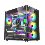 Lovingcool Ufo Ii Tempered Glass Panoramic Rgb Gaming Pc Case - Black (Pre-installed 10 Fan)-0