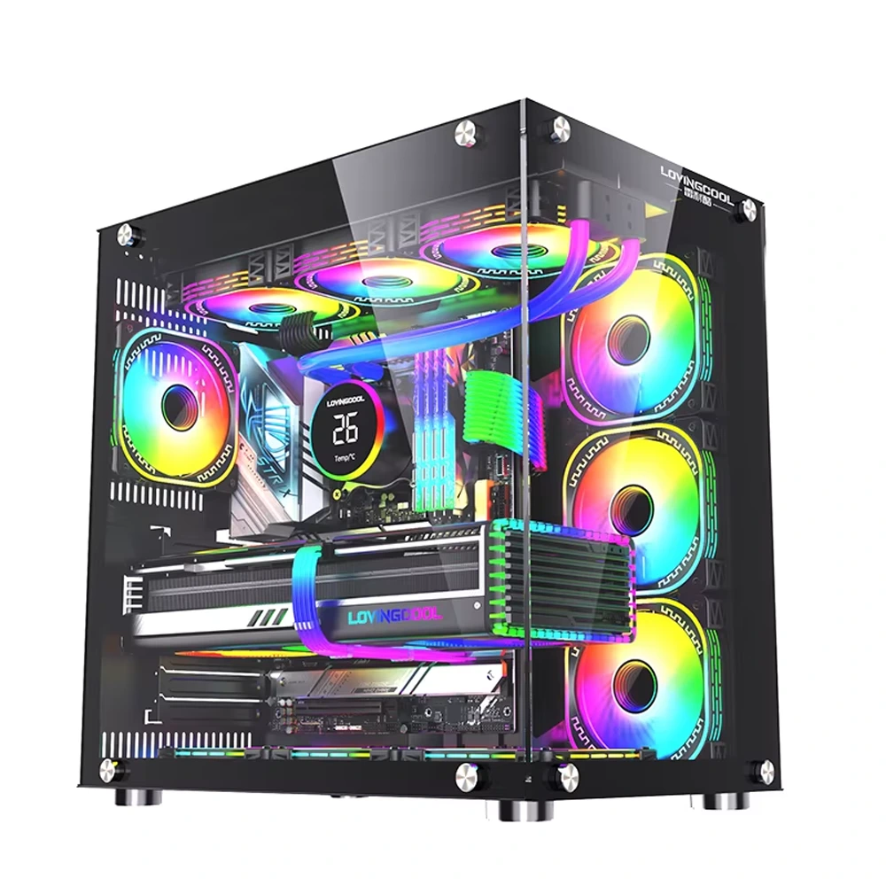 Lovingcool Ufo Ii Tempered Glass Panoramic Rgb Gaming Pc Case - Black (Pre-installed 10 Fan)-0 Lovingcool Ufo Ii Tempered Glass Panoramic Rgb Gaming Pc Case - Black (Pre-installed 10 Fan)-0
