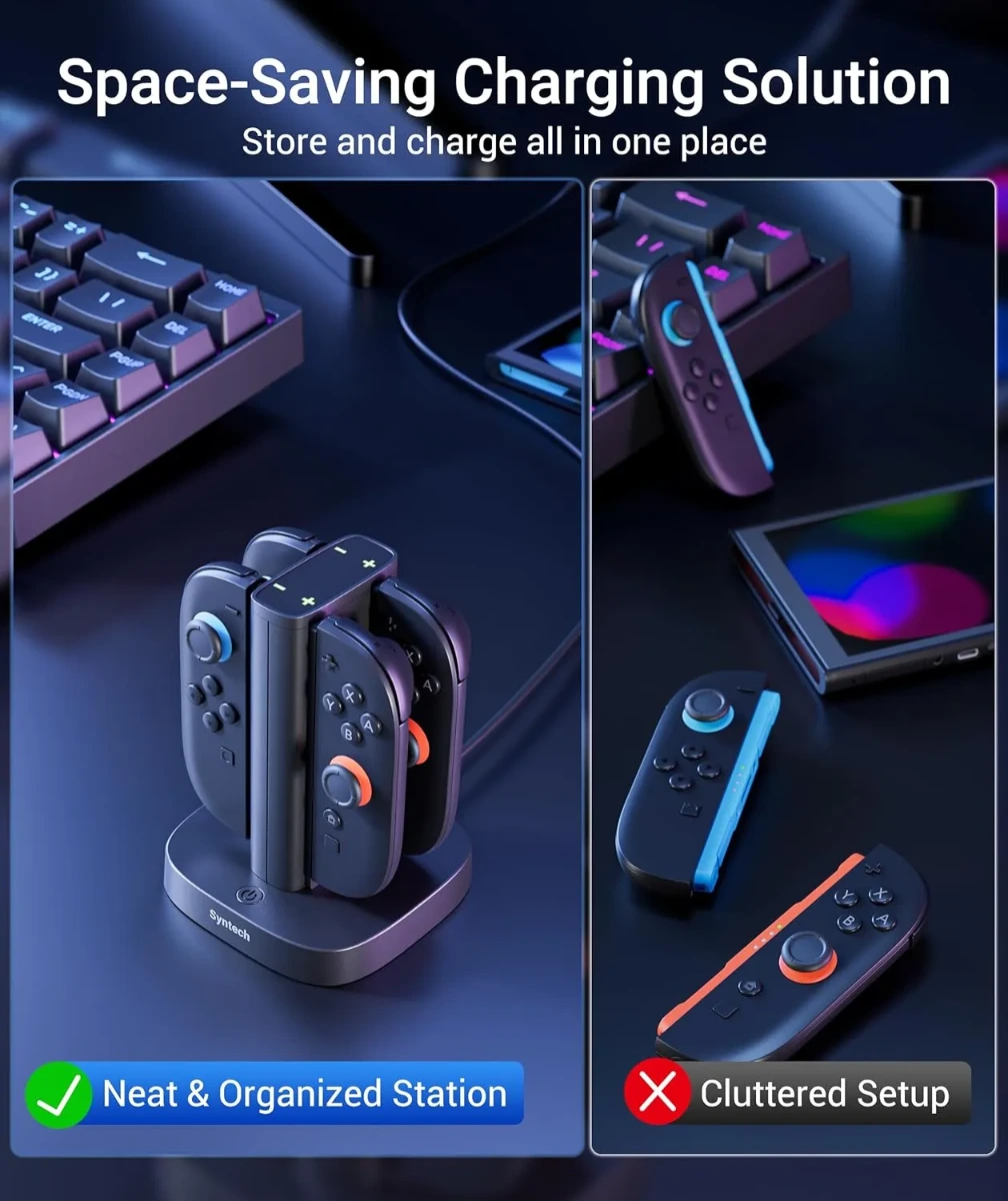 Syntech JoyCon Charger Dock (4-in-1, Switch 2 Compatible)-146214 Syntech JoyCon Charger Dock (4-in-1, Switch 2 Compatible)-146214
