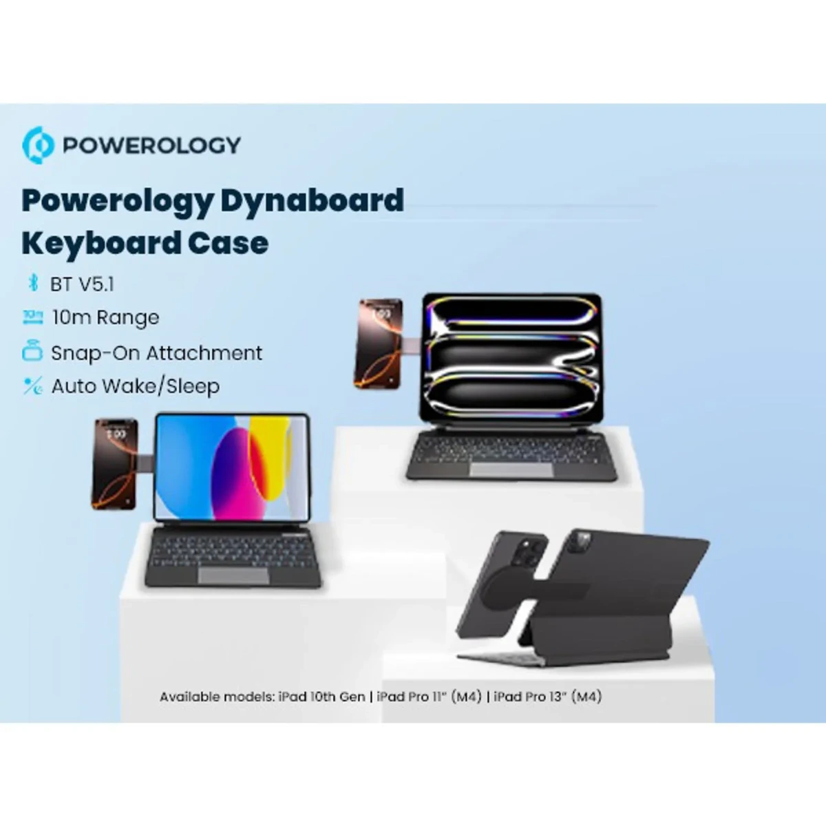 Powerology Dynaboard Wireless Keyboard Case for iPad Pro 13" (M4), MagSafe Phone Holder-146301 Powerology Dynaboard Wireless Keyboard Case for iPad Pro 13" (M4), MagSafe Phone Holder-146301