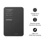 Momax 1-power F.pass⁺ 10000mah Magnetic Battery Pack With Built-in Cable - Black-145905