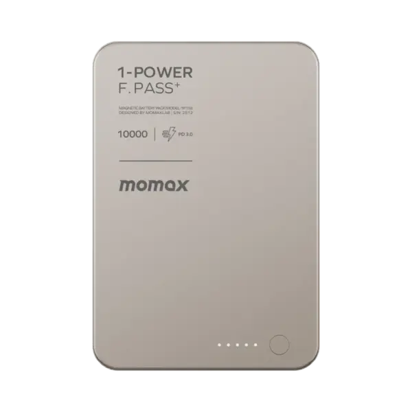 Momax 1-power F.pass⁺ 10000mah Magnetic Battery Pack With Built-in Cable - Titanium-0