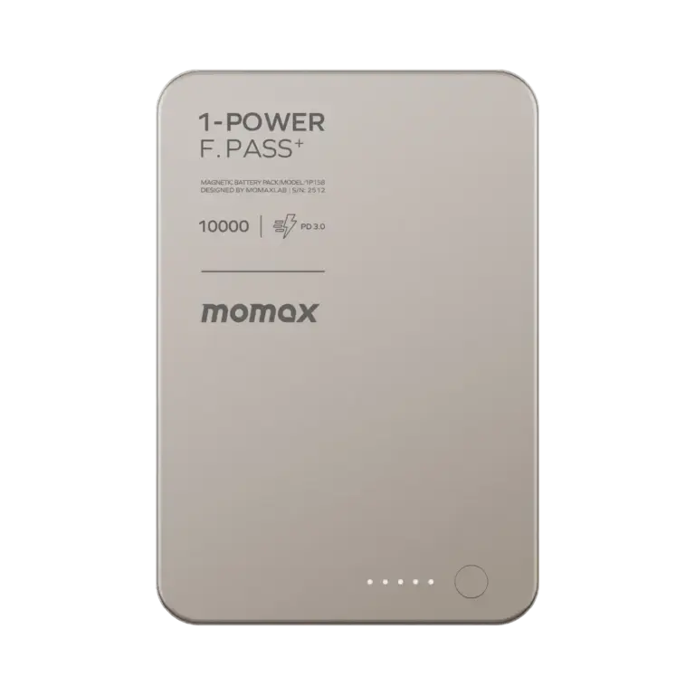 Momax 1-power F.pass⁺ 10000mah Magnetic Battery Pack With Built-in Cable - Titanium-0