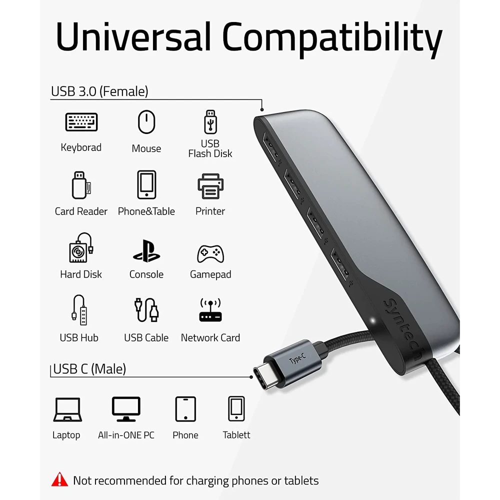 Syntech USB C to USB Hub 4 Ports-145082 Syntech USB C to USB Hub 4 Ports-145082
