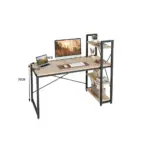 Modern Industrial Desk with 4-Tier Storage Shelves – Wood and Metal Workstation-145227