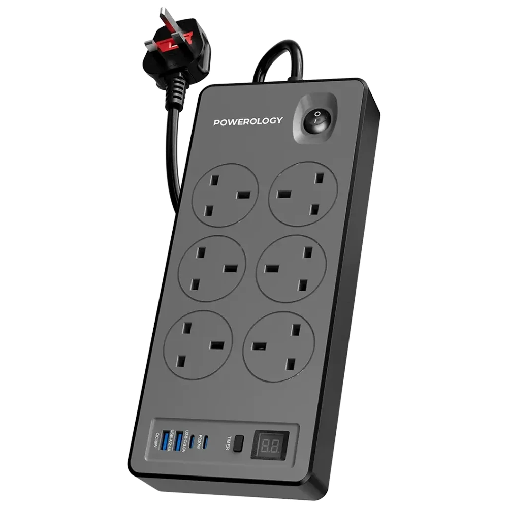 Powerology 6AC 2990W Power Strip PD 20W - Black-0 Powerology 6AC 2990W Power Strip PD 20W - Black-0