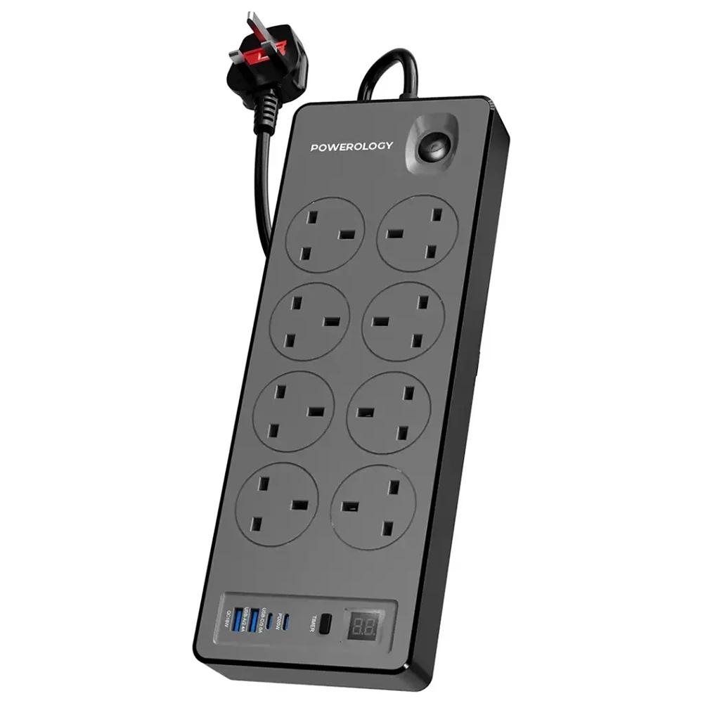 Powerology 8AC 2990W Power Strip PD 20W - Black-0 Powerology 8AC 2990W Power Strip PD 20W - Black-0