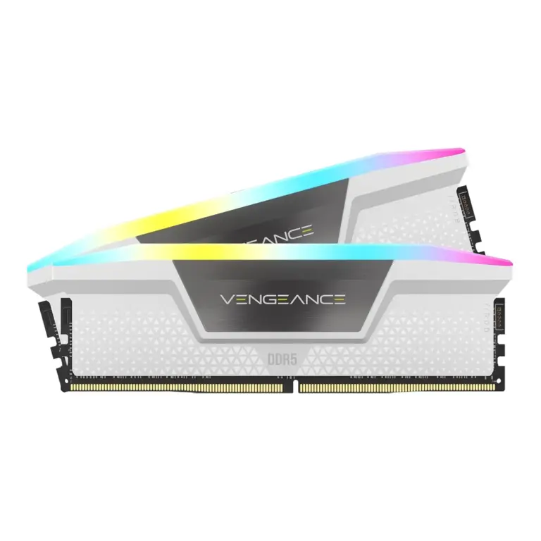 CORSAIR Vengeance RGB DDR5 RAM 32GB (2x16GB) 6400MHz CL32-40-40-84 1.40V AMD Expo Intel XMP 3.0 Desktop Computer Memory – White-0