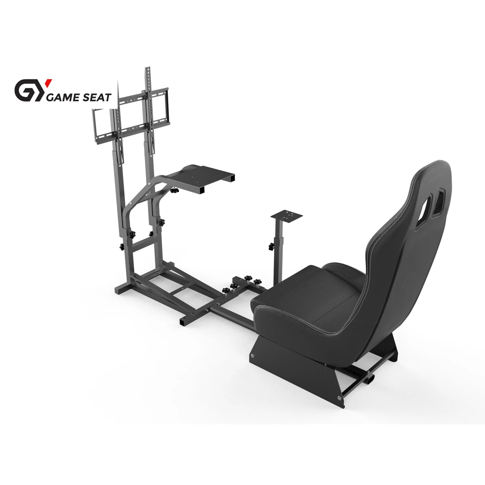 Gameseat GY032 Racing Simulator Cockpit with Monitor Mount – Black | Adjustable Steel Frame-145594 Gameseat GY032 Racing Simulator Cockpit with Monitor Mount – Black | Adjustable Steel Frame-145594
