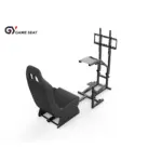 Gameseat GY032 Racing Simulator Cockpit with Monitor Mount – Black | Adjustable Steel Frame-145595