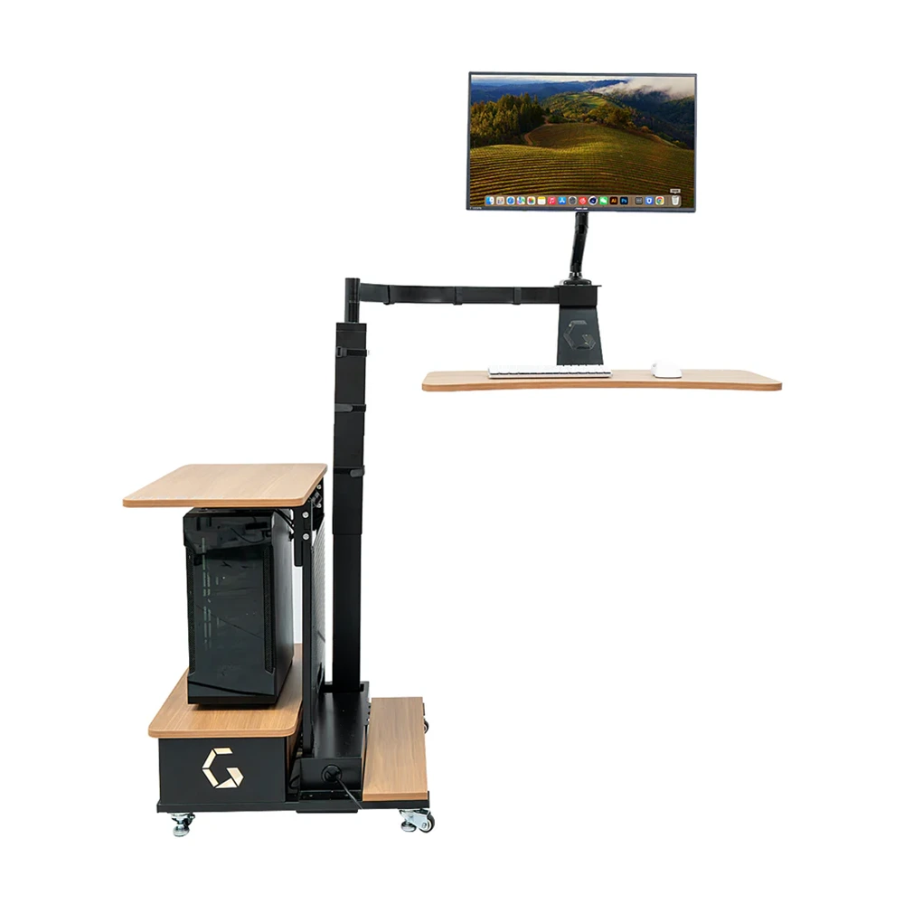 INGREM Left Rudder Adjustable Height Standing Desk with Monitor Arm-thumbnail INGREM Left Rudder Adjustable Height Standing Desk with Monitor Arm-thumbnail