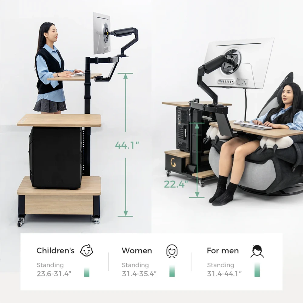 INGREM Left Rudder Adjustable Height Standing Desk with Monitor Arm-145626 INGREM Left Rudder Adjustable Height Standing Desk with Monitor Arm-145626