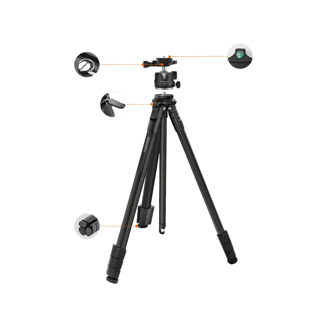 Porodo Ultra-Light Aluminum Tripod - Black-145654 Porodo Ultra-Light Aluminum Tripod - Black-145654
