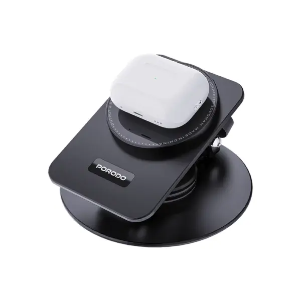 Porodo Wireless Charging Rotating Stand - Black-0