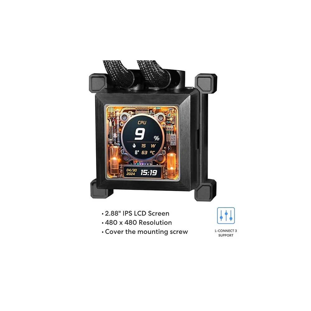 LIAN LI Hydro-Shift LCD AIO 360mm Liquid CPU Cooler with 2.88" IPS LCD Screen - Black-145723 LIAN LI Hydro-Shift LCD AIO 360mm Liquid CPU Cooler with 2.88" IPS LCD Screen - Black-145723