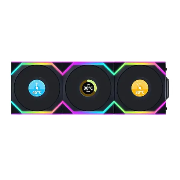 LIAN LI UNI FAN SL Wireless LCD 120mm ARGB Case Fans with 1.6” LCD Screen (3 Pack) - Black-0