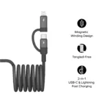 Momax Mag.Link Duo Magnetic USB-C to USB-C & Lightning Cable 60W Up to 2m - Black-145810