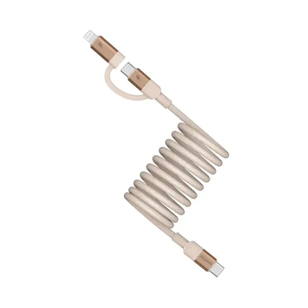 Momax Mag.Link Duo Magnetic USB-C to USB-C & Lightning Cable 60W Up to 2m - Sandstone-0