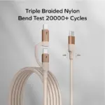 Momax Mag.Link Duo Magnetic USB-C to USB-C & Lightning Cable 60W Up to 2m - Sandstone-145817