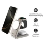 Momax 1-Charge Q.Port 3-in-1 Foldable Qi2 15W Magnetic Wireless Charging Stand - Titanium-145843