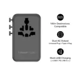 Momax 1-World² Universal 4-Port Travel GaN Charger 100W with Dual AC - Titanium-145878