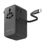 Momax 1-World²⁺ 4-Port Mini Universal Travel GaN Charger with Built-In Retractable Cable 100W with Dual AC - Black-0