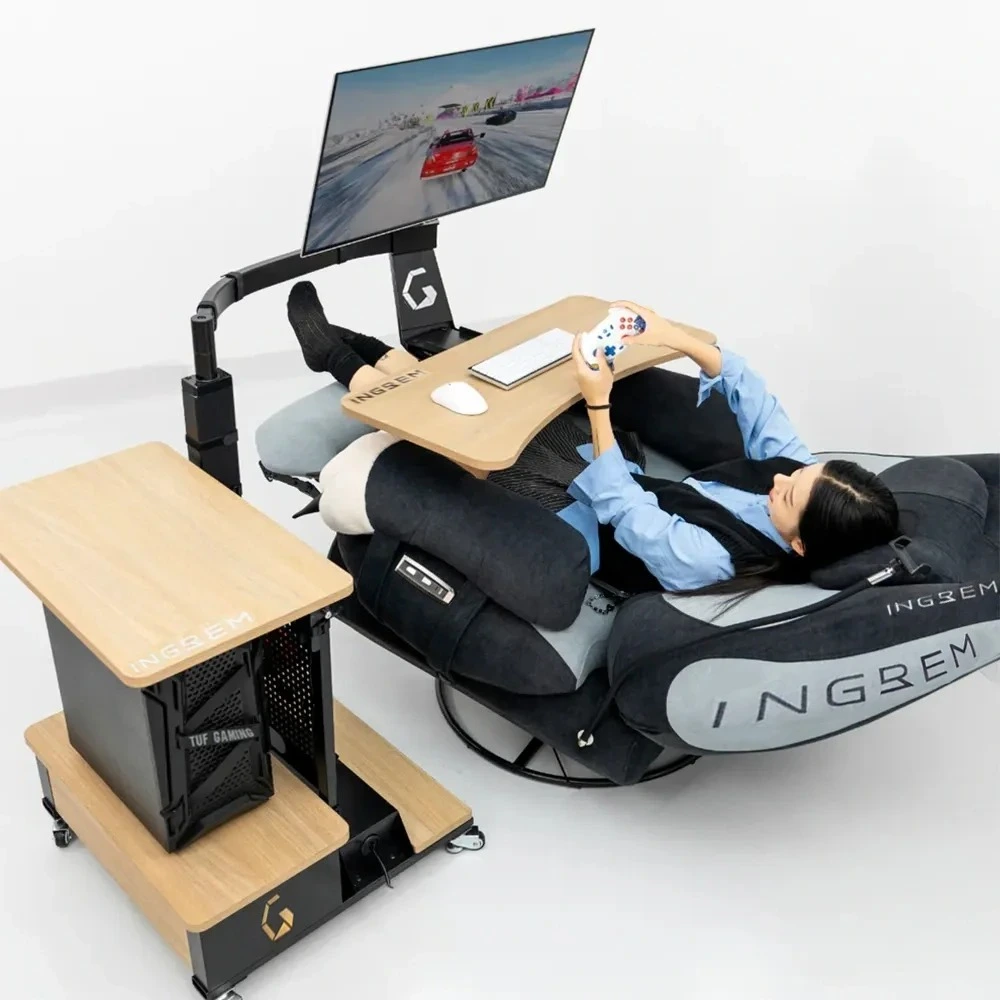 INGREM Left Rudder Adjustable Height Standing Desk with Monitor Arm-0 INGREM Left Rudder Adjustable Height Standing Desk with Monitor Arm-0