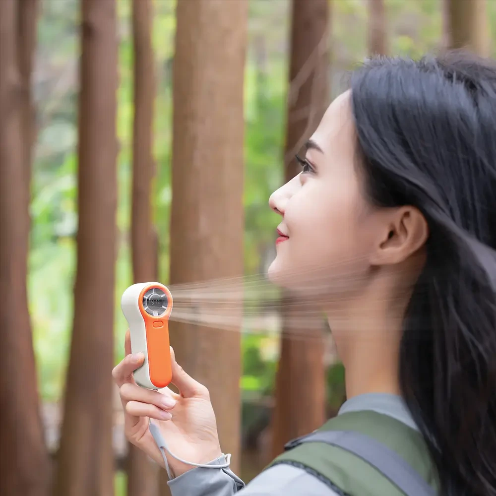 Porodo Lifestyle Pocket Size Handheld Fan - White/Orange-146282 Porodo Lifestyle Pocket Size Handheld Fan - White/Orange-146282