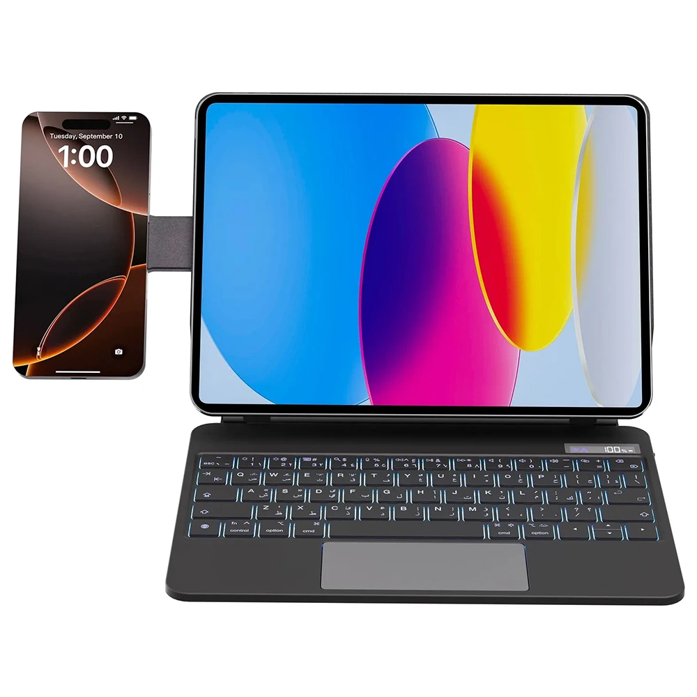 Powerology Dynaboard Wireless Keyboard Case For  Ipad 10th Gen, Magsafe Phone Holder-0 Powerology Dynaboard Wireless Keyboard Case For Ipad 10th Gen, Magsafe Phone Holder-0