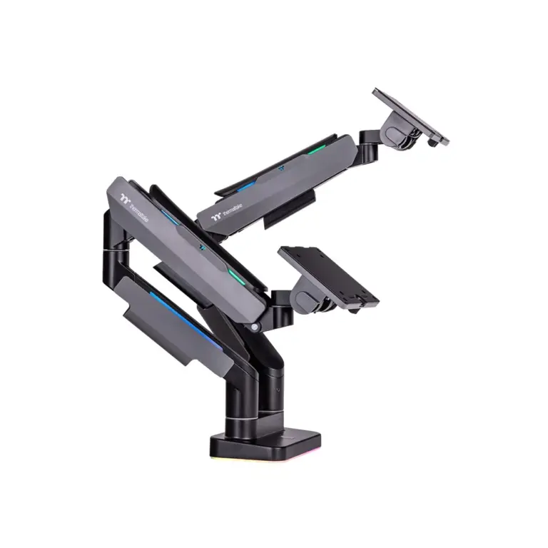 ThermalTake Dual Monitor Arm (17" To 35") Gas Spring, Cable Management, 2-20KG, RGB Lighting Effects-0