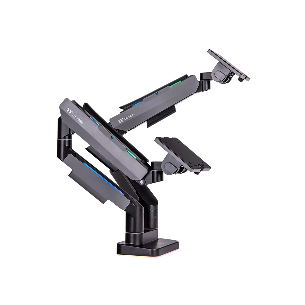 ThermalTake Dual Monitor Arm (17" To 35") Gas Spring, Cable Management, 2-20KG, RGB Lighting Effects-0 ThermalTake Dual Monitor Arm (17" To 35") Gas Spring, Cable Management, 2-20KG, RGB Lighting Effects-0