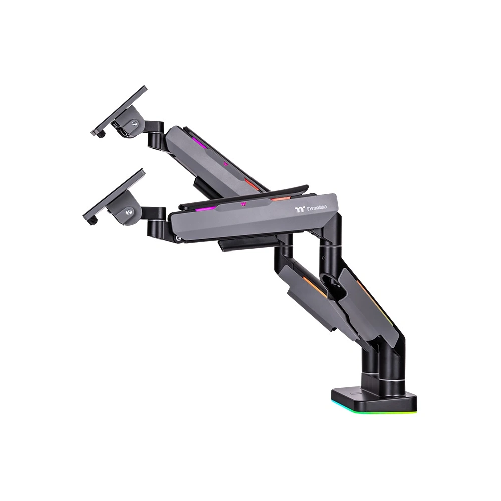 ThermalTake Dual Monitor Arm (17" To 35") Gas Spring, Cable Management, 2-20KG, RGB Lighting Effects-146503 ThermalTake Dual Monitor Arm (17" To 35") Gas Spring, Cable Management, 2-20KG, RGB Lighting Effects-146503