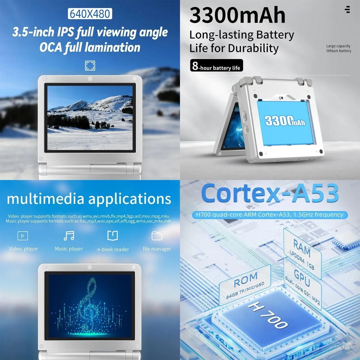 RG35XXSP Handheld Game Console 64GB – Silver-147808 RG35XXSP Handheld Game Console 64GB – Silver-147808