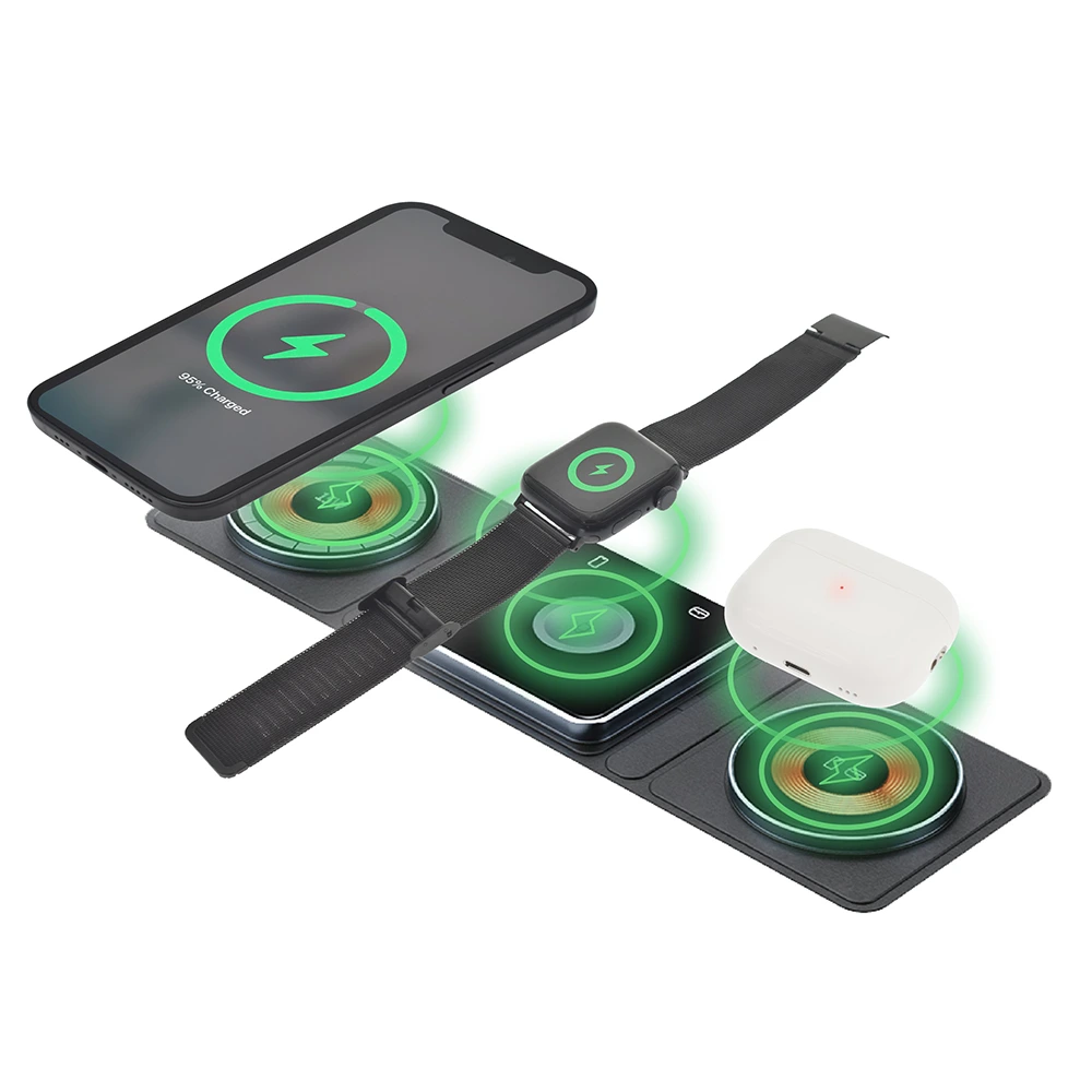 Dviced 3-in-1 Foldable Magnetic Wireless Charger - Black/copper-0 Dviced 3-in-1 Foldable Magnetic Wireless Charger - Black/copper-0