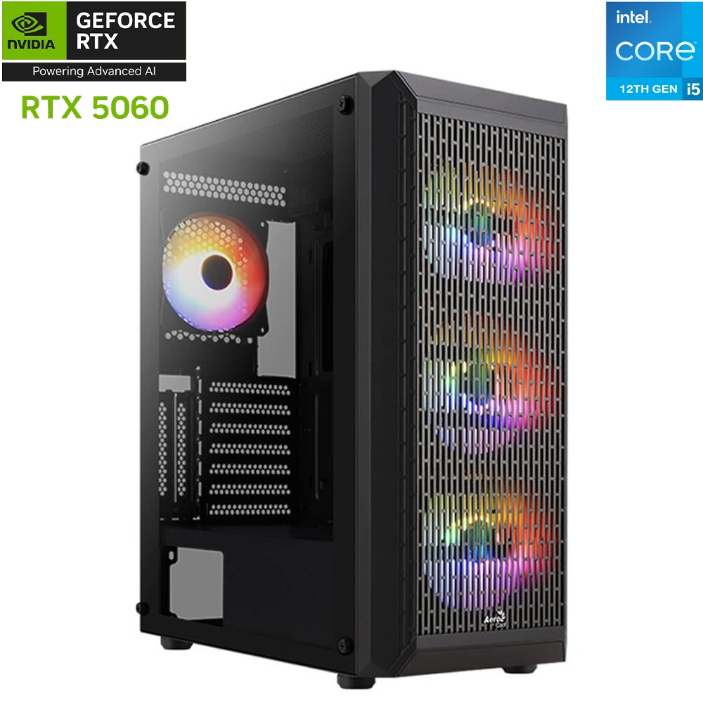 Aerocool Beam Intel Core I5-12th Gen Rtx 5060 Twin Edge 8gb Gaming Pc - Black-0 Aerocool Beam Intel Core I5-12th Gen Rtx 5060 Twin Edge 8gb Gaming Pc - Black-0