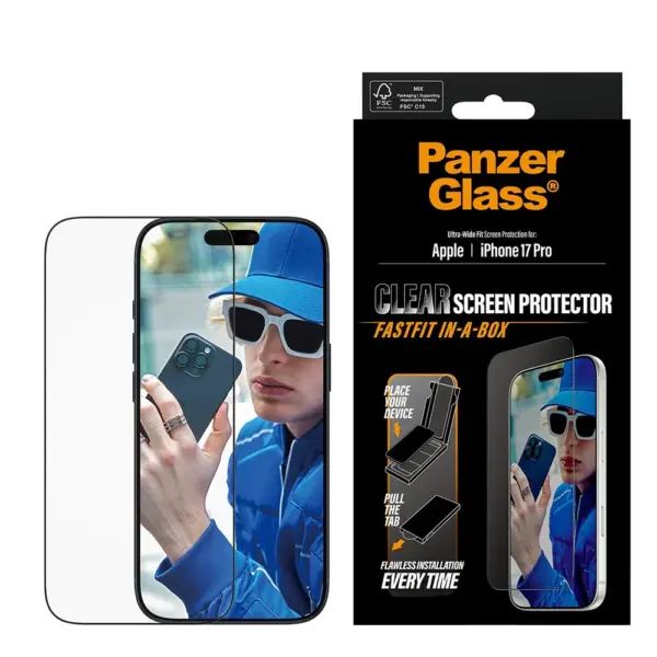 Panzerglass Screen Protector For Iphone 17 Pro | Ultra-wide Fit W. Fastfit In-a-box-0