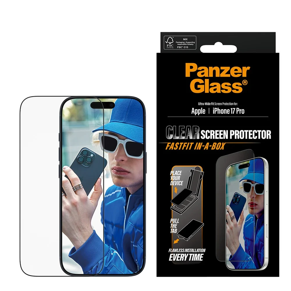 Panzerglass Screen Protector For Iphone 17 Pro | Ultra-wide Fit W. Fastfit In-a-box-0 Panzerglass Screen Protector For Iphone 17 Pro | Ultra-wide Fit W. Fastfit In-a-box-0