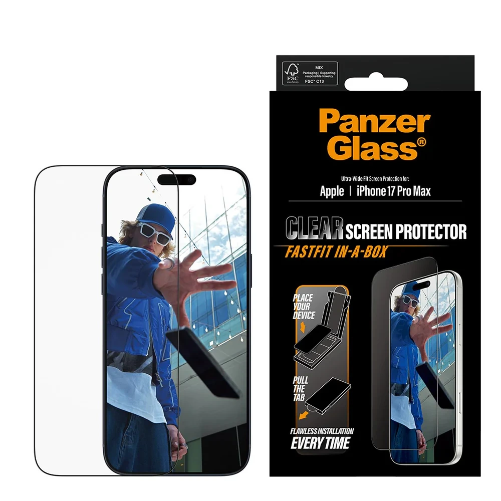 Panzerglass Screen Protector For Iphone 17 Pro Max| Ultra-wide Fit W. Fastfit In-a-box-0 Panzerglass Screen Protector For Iphone 17 Pro Max| Ultra-wide Fit W. Fastfit In-a-box-0