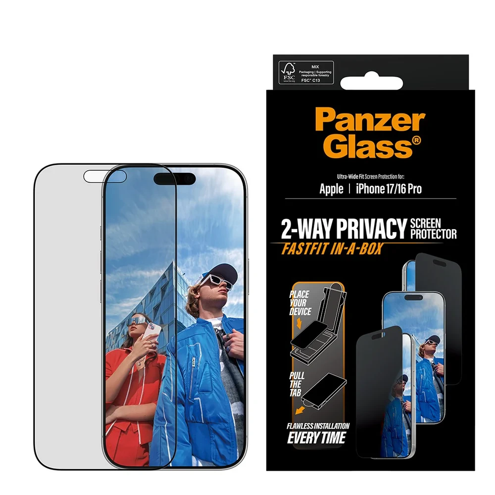 Panzerglass Privacy Screen Protector For Iphone 17 | Iphone 16 Pro | Ultra-wide Fit W. Fastfit In-a-box-0 Panzerglass Privacy Screen Protector For Iphone 17 | Iphone 16 Pro | Ultra-wide Fit W. Fastfit In-a-box-0