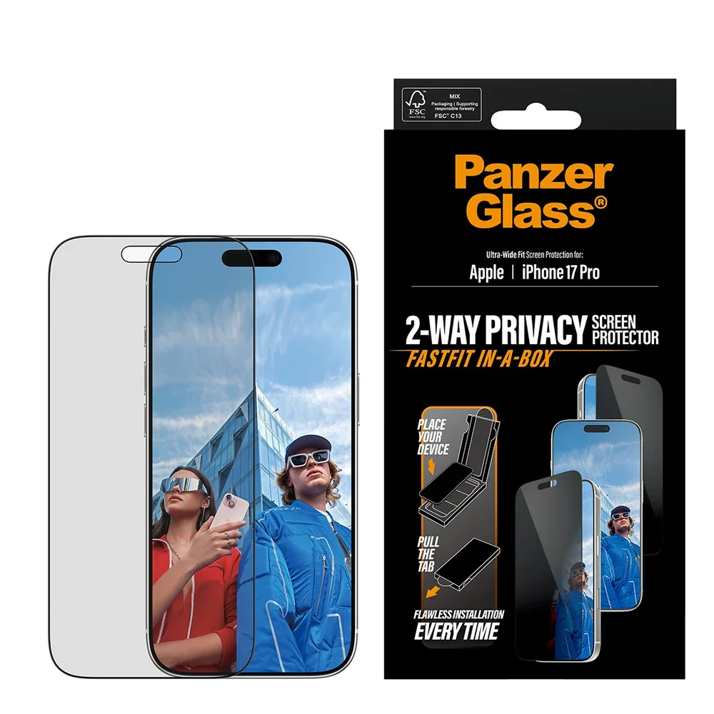 Panzerglass Privacy Screen Protector For Iphone 17 Pro | Ultra-wide Fit W. Fastfit In-a-box-0 Panzerglass Privacy Screen Protector For Iphone 17 Pro | Ultra-wide Fit W. Fastfit In-a-box-0
