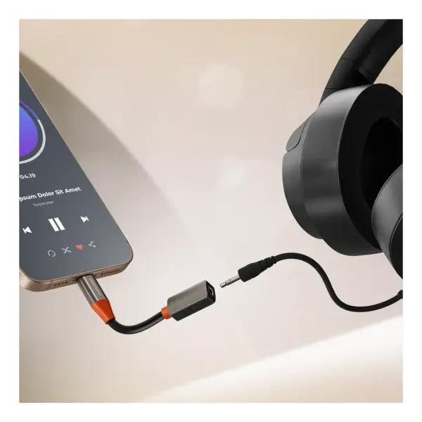 Porodo Audiolink Usb-c To 3.5mm Audio Jack Adapter - Black & Orange-0