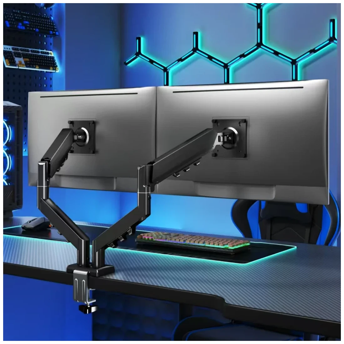 Pawa Double Gas Spring Computer Arm With 360º Rotation - Black-148143 Pawa Double Gas Spring Computer Arm With 360º Rotation - Black-148143