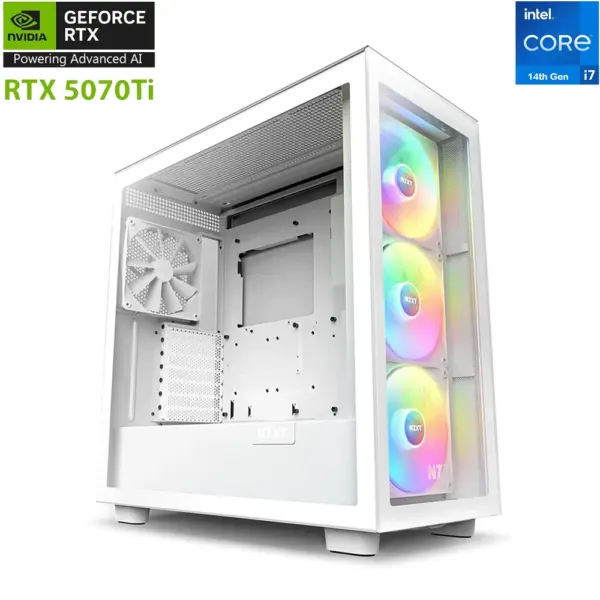Nzxt H Series Intel Core I7-14th Gen Rtx 5070 Ti 16gb Gaming Pc - White-0