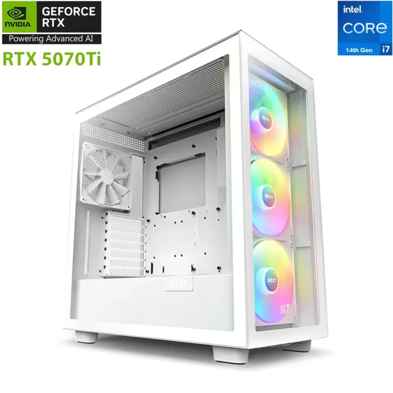 Nzxt H Series Intel Core I7-14th Gen Rtx 5070 Ti 16gb Gaming Pc - White-0