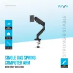 Pawa Single Gas Spring Computer Arm With 360º Rotation - Black-148229