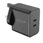 DVICED Wall charger 2 x USB-C and cable 65W UK-0