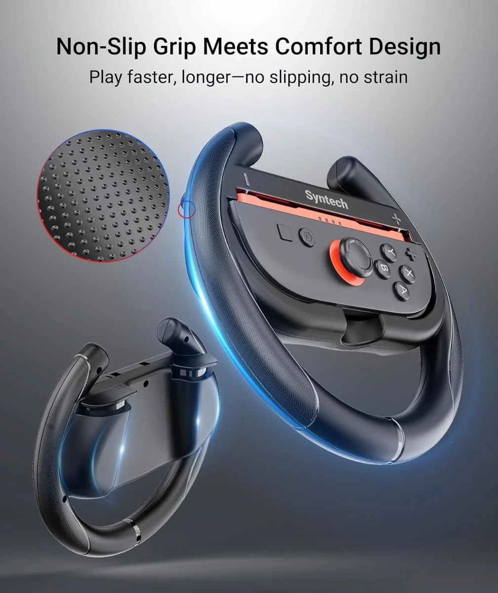 Syntech Steering Wheel for Nintendo Switch2 JoyCons (2 Pack, Black)-146762 Syntech Steering Wheel for Nintendo Switch2 JoyCons (2 Pack, Black)-146762