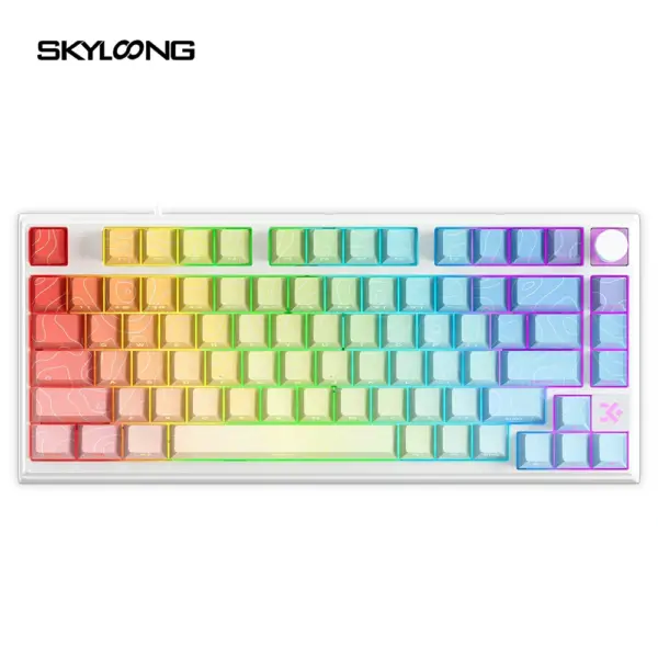 Skyloong Gk76he Wired Magnetic Gaming Keyboard (Phantom Crystal White) Rainbow Contour Keycaps-0
