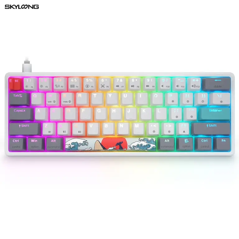 SKYLOONG GK61 60% 61 Keys Gateron Switch Mechanical Keyboard with Coral Sea PBT Double Shot Keycaps - Arabic-0